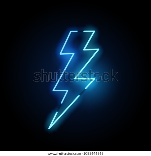 Blue Neon Lightning Bolt Sign Vector Stock Vector (Royalty Free) 1083646868