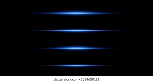 Blue neon line and light effect. On a black background.