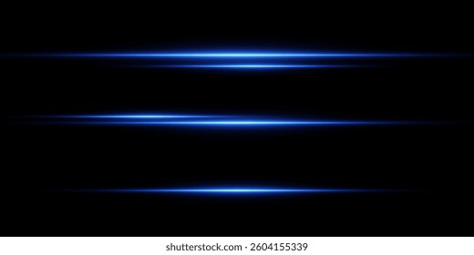 Blue neon line and light effect. On a black background.
