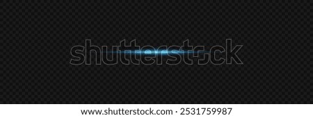 Blue neon lines, laser beam of light. On a transparent background.