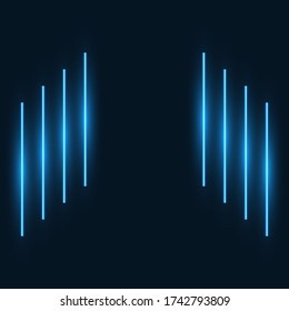 Blue neon lines on dark background, vector illustration.