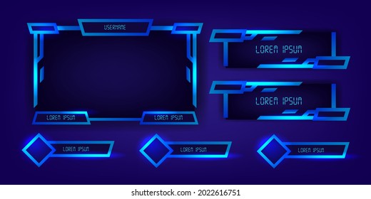 blue neon live stream gaming esport frame panels modern tech cyber futuristic display elegant