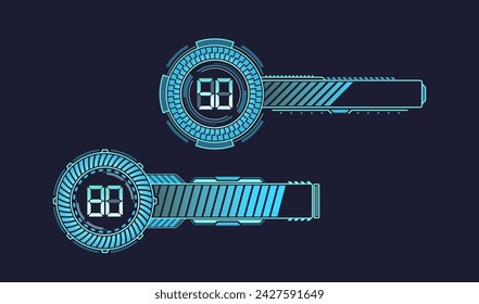 Blue Neon Loading Bars Pulsate With A Vibrant Glow, Indicating Download Progress With A Futuristic, Dynamic Animation