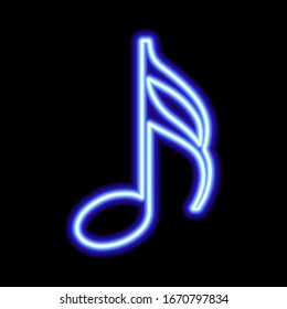 Blaue Neonnote auf schwarzem Hintergrund. Vektorillustration