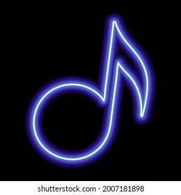 Blaue Neonnote auf schwarzem Hintergrund. Vektorgrafik