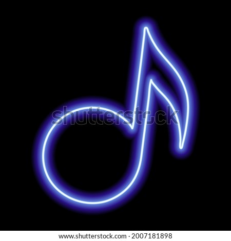 Blue neon note sign on a black background. Vector illustration