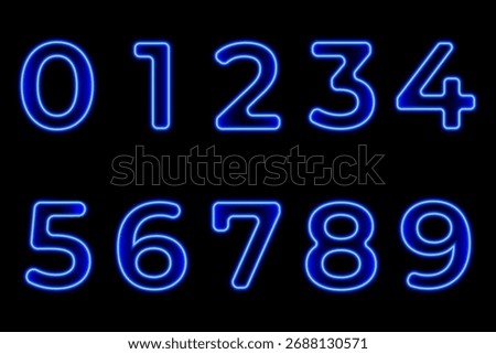 Blue neon numbers, vector illustration.