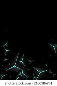 Vector negro de fondo del polígono de neón azul. Glamour Obsidiana en la faceta. Plantilla de espacio de prisma. Tarjeta de brillo negro Jet.