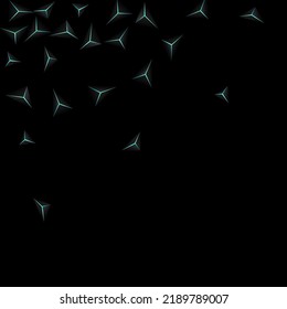Blue Neon Polygon Background Black Vector. Dark Prism Glossy. Triangular Gradation Illustration. Onyx Abstract Card.