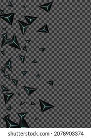 Vector transparente de fondo del polígono azul de neón. Papel triangular oscuro. Plantilla de mosaico de prisma. Textura creativa Jet Black.