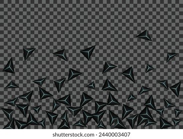 Blue Neon Polygon Background Transparent Vector. Onyx Triangular Technology. Crystal Nice Backdrop. Dark Cover Card.