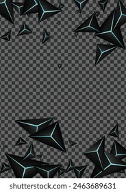 Vector transparente azul del fondo del polígono del neón. Prisma obsidiana elegante. Tarjeta Abstractas triangular. Ilustración decorativa en negro azabache.