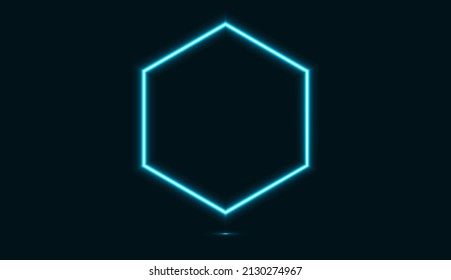 Blue neon polygon isolated on dark background. Vector illustration