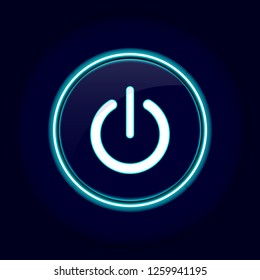 Blue Neon Power Button 