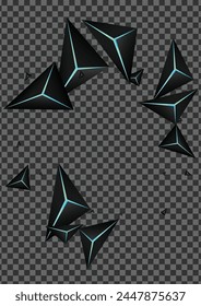 Blaue Neon Prisma Hintergrund Transparente Vektorgrafik. In: Onyx Crystal Glamour. Dreieckiger Konzepthintergrund. Jet Black-Abdeckkarte.