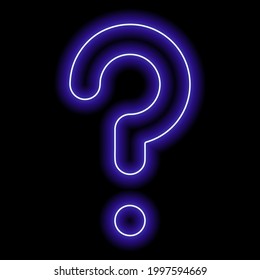 Blue neon question mark on a black background. Vector illustration