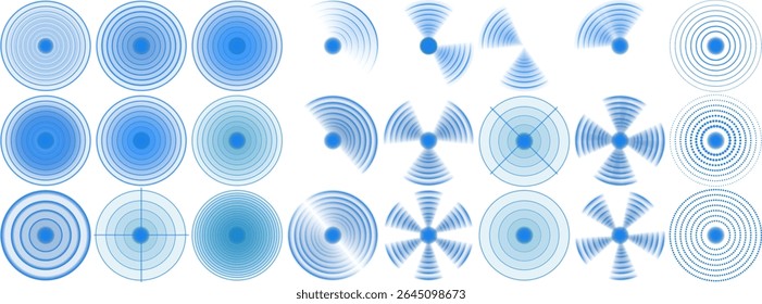 Ondas de radar de neon azul escaneiam espaço aéreo digital invisível.
Pulsos Wi-Fi ondulam com linhas de movimento simétricas precisas. Feixe de som brilha em loop de sonar de digitalização futurista. Fluxo de sinais digitais 
