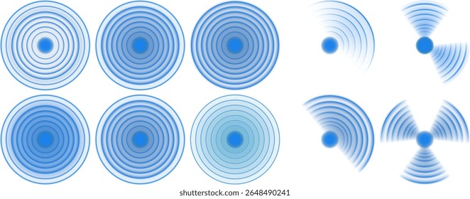 Blue neon radar waves scan invisible digital airspace.
Wi-Fi pulses ripple with precise symmetrical motion lines. Sound beam glows in futuristic scanning sonar loop. Digital signals flow 