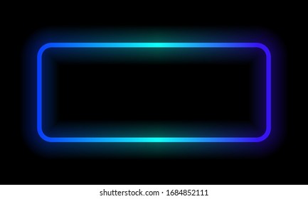 Blue neon rectangle. Vector illustration