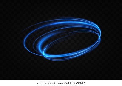 Blauer Neonring. Leuchtender Kreis. Glüheffekt. Rundlichtrahmen. abstrakte Lichtlinien von Bewegung und GeschwindigkeitAbstrakte Lichtlinien von Bewegung und Geschwindigkeit. hellblaue Ellipse.