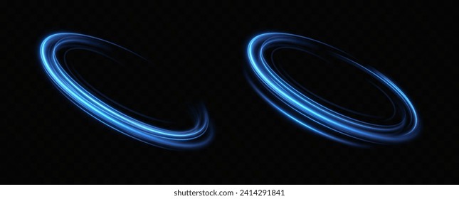 Blue neon ring. Glowing circle. Glow effect. Round light frame. abstract light lines of movement and speed. Abstract light lines of movement and speed. light blue ellipse.