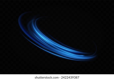 Blue neon ring. Glowing circle. Glow effect. Round light frame. abstract light lines of movement and speedAbstract light lines of movement and speed. light blue ellipse.