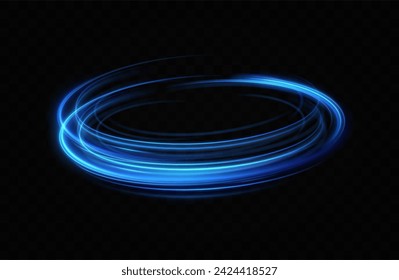 Blue neon ring. Glowing circle. Glow effect. Round light frame. abstract light lines of movement and speedAbstract light lines of movement and speed. light blue ellipse.