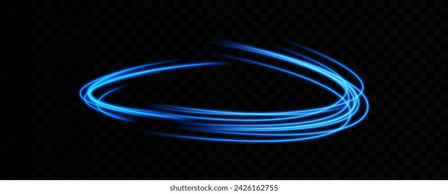 Anillo de neón azul. Círculo brillante. Efecto Resplandor. Marco de luz redondo. líneas de luz abstractas de movimiento y velocidadLíneas de luz abstractas de movimiento y velocidad. elipse azul claro.