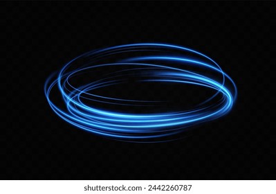 Blue neon ring. Glowing circle. Glow effect. Round light frame. abstract light lines of movement and speedAbstract light lines of movement and speed. light blue ellipse.