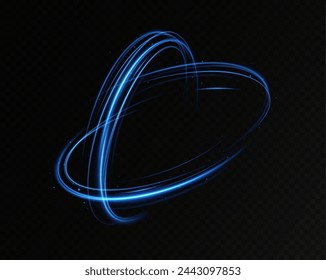 Blue neon ring. Glowing circle. Glow effect. Round light frame. abstract light lines of movement and speedAbstract light lines of movement and speed. light blue ellipse.