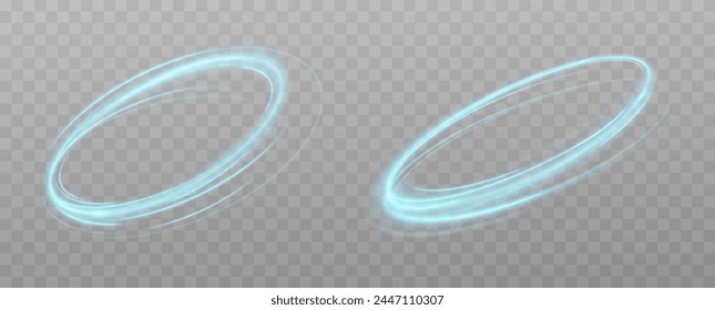 Blue neon ring. Glowing circle. Glow effect. Round light frame. abstract light lines of movement and speedAbstract light lines of movement and speed. light blue ellipse.