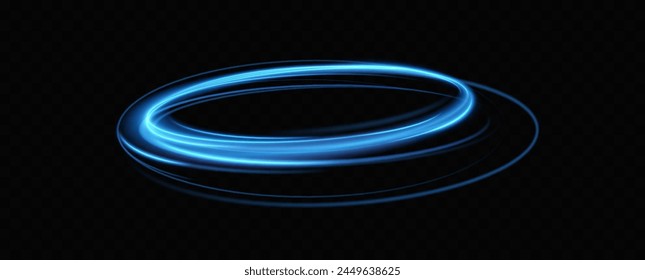 Anillo de neón azul. Círculo brillante. Efecto Resplandor. Marco de luz redondo. líneas de luz abstractas de movimiento y velocidadLíneas de luz abstractas de movimiento y velocidad. elipse azul claro.