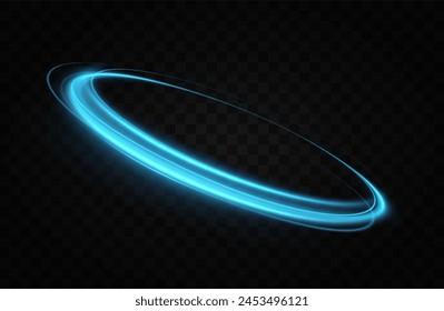 Blue neon ring. Glowing circle. Glow effect. Round light frame. abstract light lines of movement and speedAbstract light lines of movement and speed. light blue ellipse.