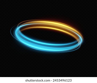 Blue neon ring. Glowing circle. Glow effect. Round light frame. abstract light lines of movement and speedAbstract light lines of movement and speed. light blue ellipse.