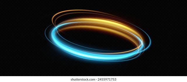 Blue neon ring. Glowing circle. Glow effect. Round light frame. abstract light lines of movement and speedAbstract light lines of movement and speed. light blue ellipse.