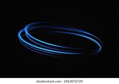 Anillo de neón azul. Círculo brillante. Efecto Resplandor. Marco de luz redondo. líneas de luz abstractas de movimiento y velocidadLíneas de luz abstractas de movimiento y velocidad. elipse azul claro.