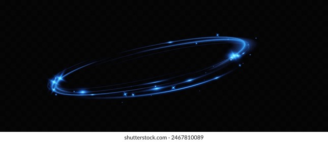 Blue neon ring. Glowing circle. Glow effect. Round light frame. abstract light lines of movement and speedAbstract light lines of movement and speed. light blue ellipse.