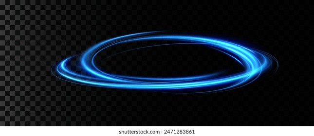 Blue neon ring. Glowing circle. Glow effect. Round light frame. abstract light lines of movement and speedAbstract light lines of movement and speed. light blue ellipse.