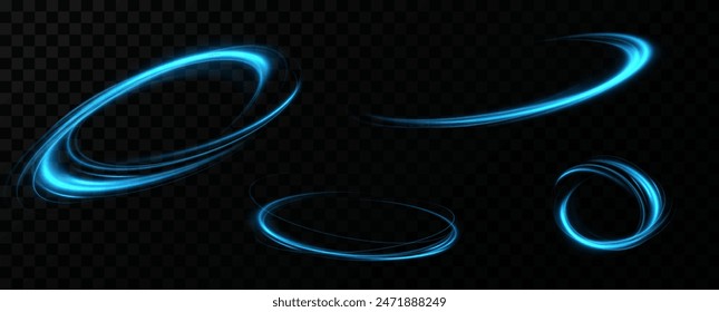 Blue neon ring. Glowing circle. Glow effect. Round light frame. abstract light lines of movement and speedAbstract light lines of movement and speed. light blue ellipse.