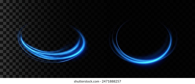Blue neon ring. Glowing circle. Glow effect. Round light frame. abstract light lines of movement and speedAbstract light lines of movement and speed. light blue ellipse.