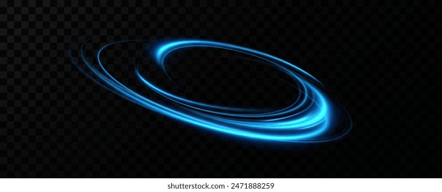 Blue neon ring. Glowing circle. Glow effect. Round light frame. abstract light lines of movement and speedAbstract light lines of movement and speed. light blue ellipse.