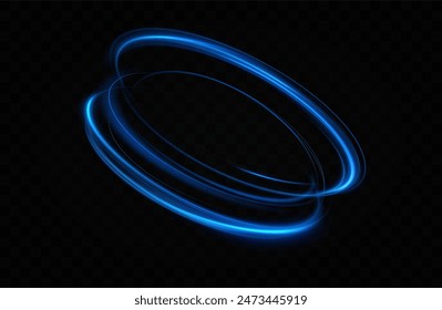Blue neon ring. Glowing circle. Glow effect. Round light frame. abstract light lines of movement and speedAbstract light lines of movement and speed. light blue ellipse.