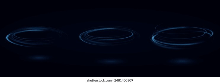 Blue neon ring. Glowing circle. Glow effect. Round light frame. abstract light lines of movement and speedAbstract light lines of movement and speed. light blue ellipse.