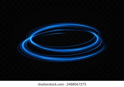 Anillo de neón azul. Círculo brillante. Efecto Resplandor. Marco de luz redondo. líneas de luz abstractas de movimiento y velocidadLíneas de luz abstractas de movimiento y velocidad. elipse azul claro.
