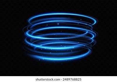 Anillo de neón azul. Círculo brillante. Efecto Resplandor. Marco de luz redondo. líneas de luz abstractas de movimiento y velocidadLíneas de luz abstractas de movimiento y velocidad. elipse azul claro.