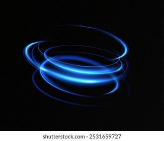 Anillo de neón azul. Círculo resplandeciente. Efecto de resplandor. Marco de luz redondo. líneas de luz abstractas de movimiento y velocidad Líneas de luz abstractas de movimiento y velocidad. elipse azul claro