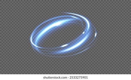 Blue neon ring. Glowing circle. Glow effect. Round light frame. abstract light lines of movement and speedAbstract light lines of movement and speed. light blue ellipse