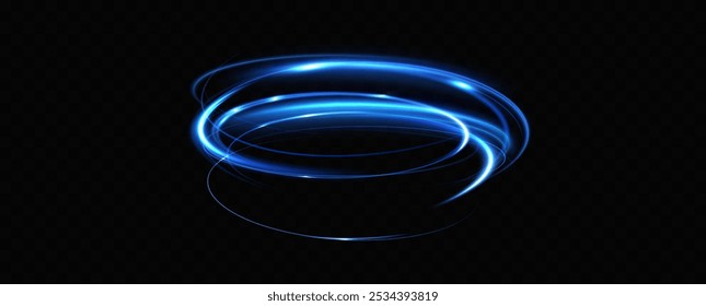 Blue neon ring. Glowing circle. Glow effect. Round light frame. abstract light lines of movement and speedAbstract light lines of movement and speed. light blue ellipse