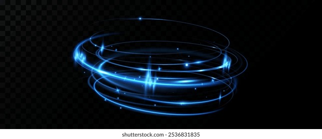 Blue neon ring. Glowing circle. Glow effect. Round light frame. abstract light lines of movement and speedAbstract light lines of movement and speed. light blue ellipse.