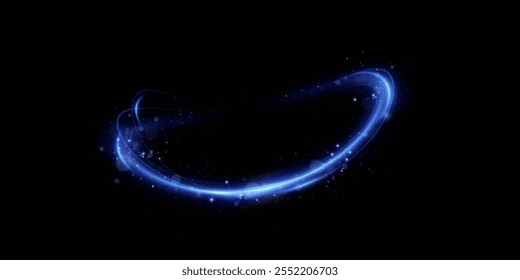 Blue neon ring. Glowing circle.